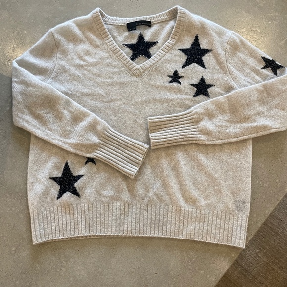 360 Cashmere beautiful beige sweater with black sparkle stars  Sold Out!  $400 - Picture 3 of 4